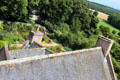 Roof & garden from above at Crathes Castle. Crathes, Scotland.