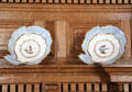 Freeform desert plates painted with birds at Drum Castle. Drumoak, Scotland.