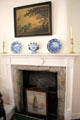 Fireplace in cross chamber at Drum Castle. Drumoak, Scotland.