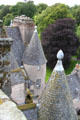 Conical towers seen from observation deck of Castle Fraser. Aberdeenshire, Scotland.