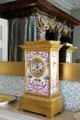 Mantle clock with glued on stag's head by Leroy & Fils, Paris at Haddo House. Methlick, Scotland.