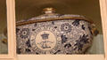 Covered porcelain serving dish with Haddo family motto at Haddo House. Methlick, Scotland.