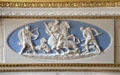William Adam oval of boar hunters on North drawing room fireplace at Duff House. Banff, Scotland.