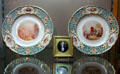 Bone china molded dessert plates decorated with views of Great Exhibition of 1851 ringed by pierced border by Minton & Co. of Stoke , Staffordshire at Potteries Museum & Art Gallery. Hanley, Stoke-on-Trent, England.