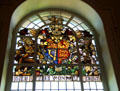 Stained glass windows in Council Chamber at Belfast City Hall. Belfast, Northern Ireland.