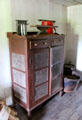 Pie safe in Western Pennsylvania Log House at Ulster American Folk Park. Omagh, Northern Ireland.