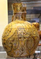 Lead-glazed earthenware harvest jug prob made by John Leachland of Barnstaple, North Devon at British Museum. London, United Kingdom.