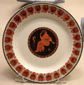 Wedgwood painted creamware plate with Aphrodite based on antique Greek water jar at British Museum. London, United Kingdom.