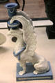 Wedgwood blue jasper neo-Egyptian sphinx candlesticks with wings curved to support candle cup at British Museum. London, United Kingdom.