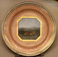 Porcelain plate painted with Hare by Chamberlain factory of Worcester at British Museum. London, United Kingdom.