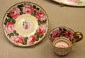 Porcelain cup & saucer decorated at Swansea, Wales at British Museum. London, United Kingdom.