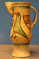 Earthenware wine jug from Saintonge, France at British Museum. London, United Kingdom.