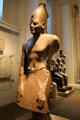 Red granite standing statue either king Tuthmosis III or Amenhotep II from Karnak at British Museum. London, United Kingdom.