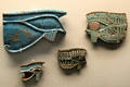 Ancient Egyptian eye amulets to protect from harm at British Museum. London, United Kingdom.