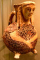 Terracotta flask in form of siren with feather perhaps made in Crete from Kythera at British Museum. London, United Kingdom