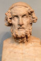 Homer marble portrait head from Baiae, Italy at British Museum. London, United Kingdom.