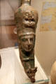 Sasanian Empire glazed pottery wine pourer with images or rulers? & bull probably from Babylon, Iraq at British Museum. London, United Kingdom.
