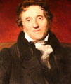Facial detail of Sir John Soane, aged 76 portrait by Sir Thomas Lawrence at Sir John Soane's Museum. London, United Kingdom.