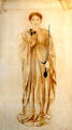 Design based of Geoffrey Chaucer's poem 'Legend of Good Women' for embroidered hanging by Edward Burne-Jones which he created to entice his mentor John Ruskin to stay in England & not move to Switzerland at Morris Gallery. London, United Kingdom.