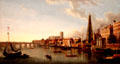 View of Thames with York Buildings Water Tower pyramid painting by Samuel Scott at Tate Britain. London, United Kingdom.