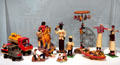 Painted earthenware people from Ecuador showing working & folk figures at Tucson Museum of Art. Tucson, AZ.