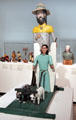 St Isidore the Farmer painted wood sculpture by Lorenza Bastidas of Venezuela at Tucson Museum of Art. Tucson, AZ.