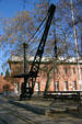 Antique railway crane in Old Sacramento. Sacramento, CA.