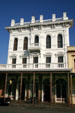 White Italianate building in Old Sacramento. Sacramento, CA.