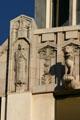Medieval figure & lion atop First National Bank of Hollywood. Hollywood, CA.