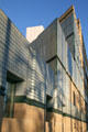 Angular glass block walls of Art of the Americas Building on LACMA campus. Los Angeles, CA.
