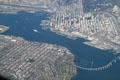 Coronado Island, Coronado Bridge & Downtown San Diego from air. San Diego, CA.