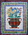 George White & Anna Gunn Marston residence arts & crafts tile mural detail showing flowers in vase. San Diego, CA.