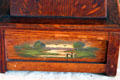 Painting on base of arts & crafts stained glass lamp at Marston House Museum. San Diego, CA.