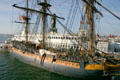 H.M.S. Surprise & passenger ferry Berkeley at Maritime Museum. San Diego, CA.