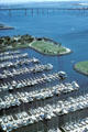 Marina from above with Coronado Bridge on horizon. San Diego, CA.