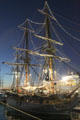 H.M.S. Surprise at Maritime Museum outlined in lights. San Diego, CA.