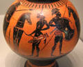 Greek terracotta black-figure wine cooler with Scythian Archer from Athens at Getty Museum Villa. Malibu, CA