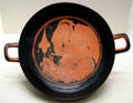 Greek terracotta red-figure wine cup with Satyr & Nymph from Athens at Getty Museum Villa. Malibu, CA.