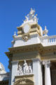Tower & symbolic statues on Riverside County Court House. Riverside, CA.