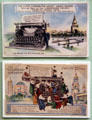 Postcards of Palace of Liberal Arts exhibit by Underwood shows giant 28,000 pound working typewriter at Panama-Pacific International Exposition at California Historical Society. San Francisco, CA.