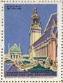 Court of Palms poster stamp from Panama-Pacific International Exposition. San Francisco, CA.