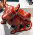 Colima earthenware dog scratching its head from West Mexico at de Young Museum. San Francisco, CA