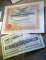 Stock certificates issued by Empire City Railway Co. & Pickering Lumber Co. at Tuolumne County Museum. Sonora, CA.