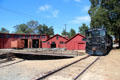 Sierra Railway switching locomotive 1265 before roundhouse at Railtown 1897 State Historic Park. Jamestown, CA.