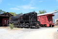 Sierra Railway switching locomotive 613 & rail car at Railtown 1897 State Historic Park. Jamestown, CA.