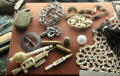 Display of sewing items in Columbia Museum at Columbia State Historic Park. Columbia, CA.