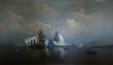 Painting of sailing ships with Artic icebergs by William Bradford at Byers-Evans House. Denver, CO.