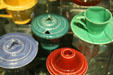 Harlequin Art Deco ceramics by Frederick Hurten Rhead made by Homer Laughlin China of WV at Kirkland Museum. Denver, CO.