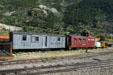 Antique Rio Grande sleeper car & caboose at Georgetown Loop Railroad. Silver Plume, CO.