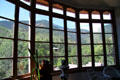 View out bay windows of Miramont Castle. Manitou Springs, CO.